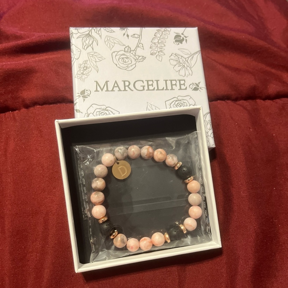 Pink and Black Beaded Bracelet